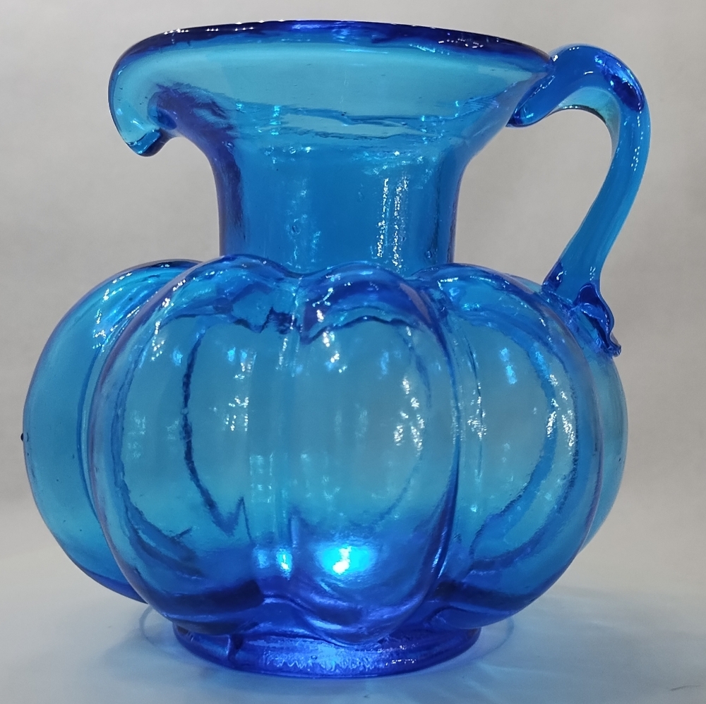 Clevenger Brothers Mid-Century Blue Art Glass Hand Blown Pumpkin Design … - Picture 6 of 8